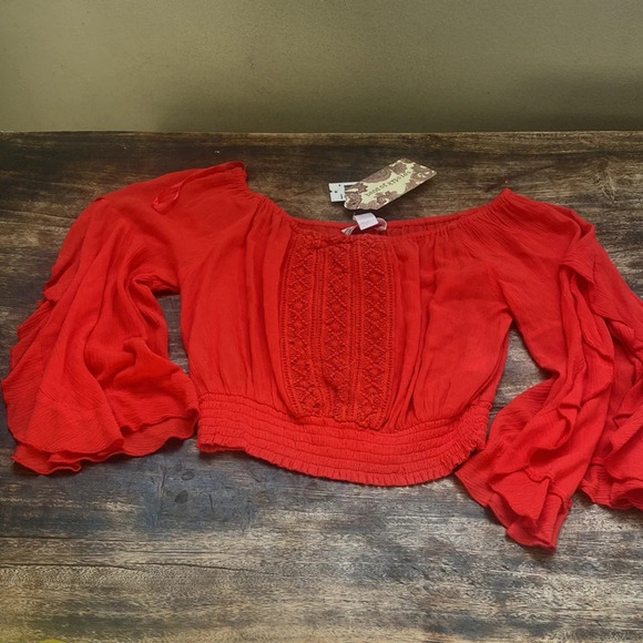 Band of gypsies off the shoulder orange top - Picture 1 of 6